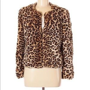 Faux fur leopard print jacket